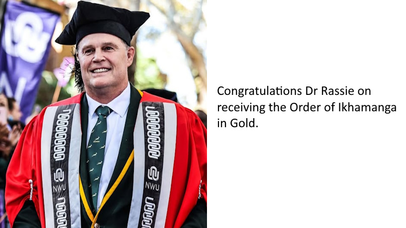 Dr. Rassie Erasmus Honored with Prestigious Order of Ikhamanga in Gold
